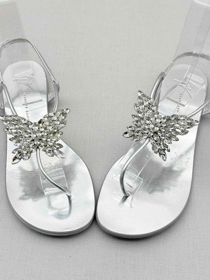 Pre - loved GUISEPPE ZANOTTI Silver Size EU 38.5 Sandals at Reems Closet