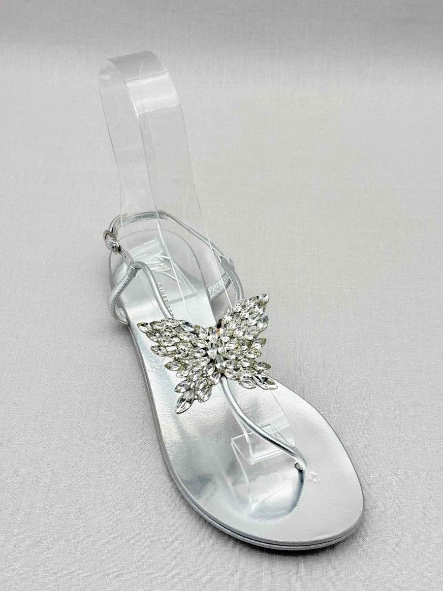 Pre - loved GUISEPPE ZANOTTI Silver Size EU 38.5 Sandals at Reems Closet