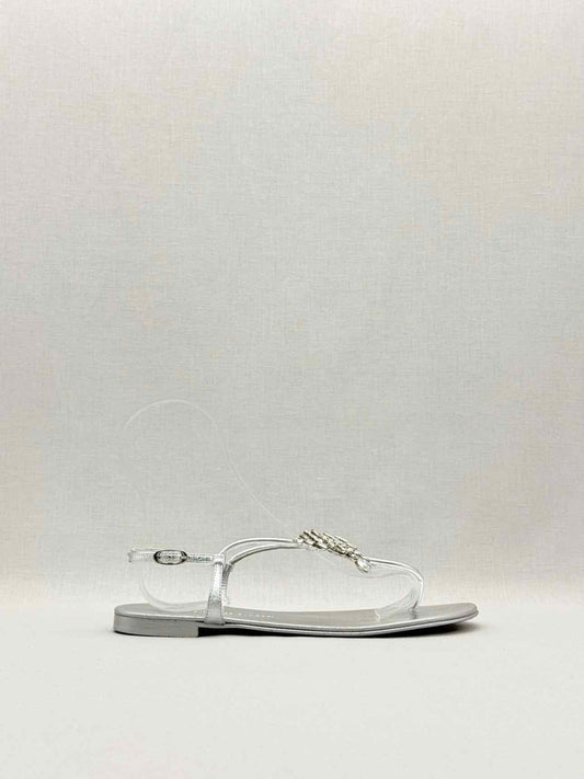 Pre - loved GUISEPPE ZANOTTI Silver Size EU 38.5 Sandals at Reems Closet