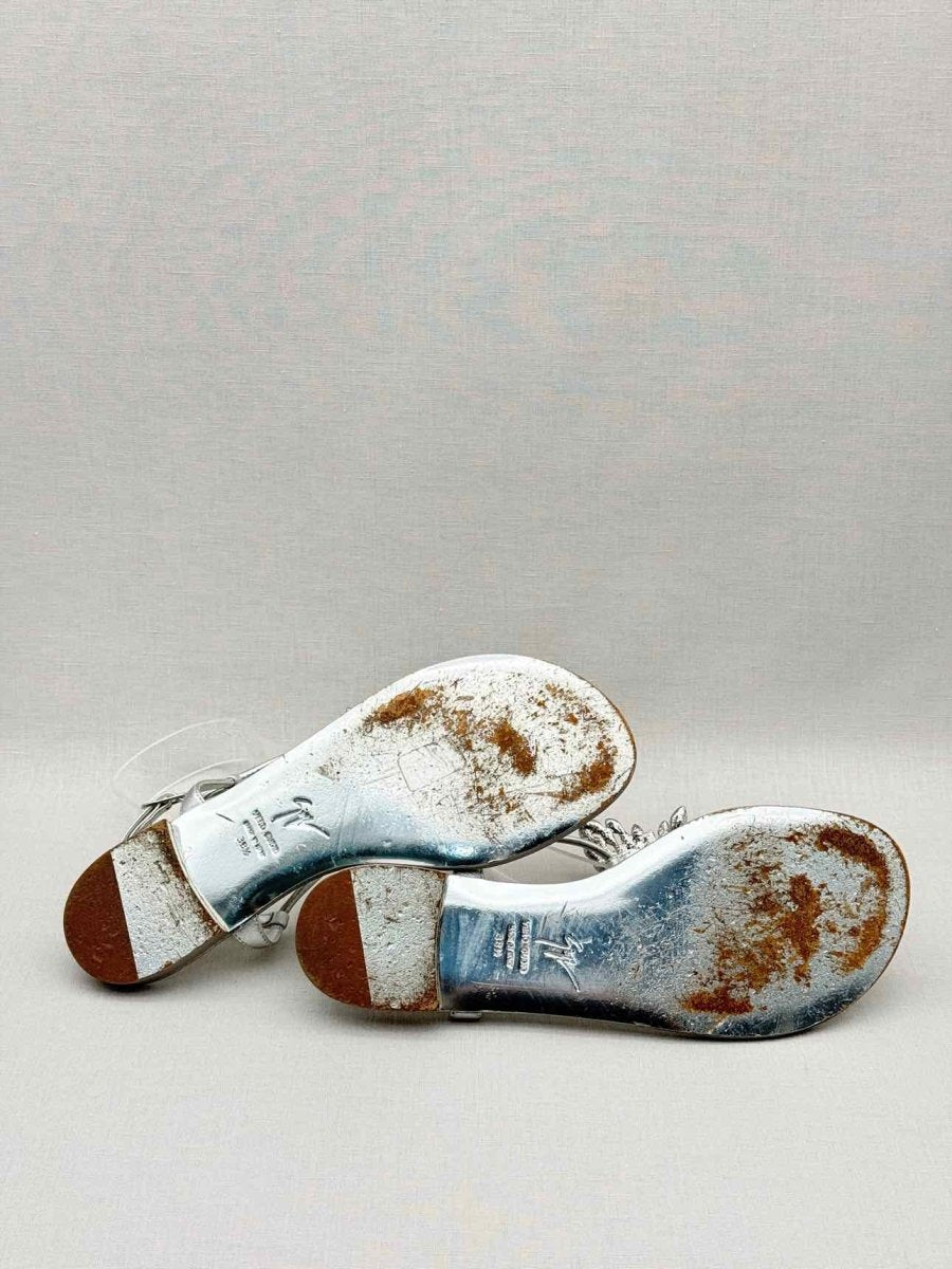 Pre - loved GUISEPPE ZANOTTI Silver Size EU 38.5 Sandals at Reems Closet