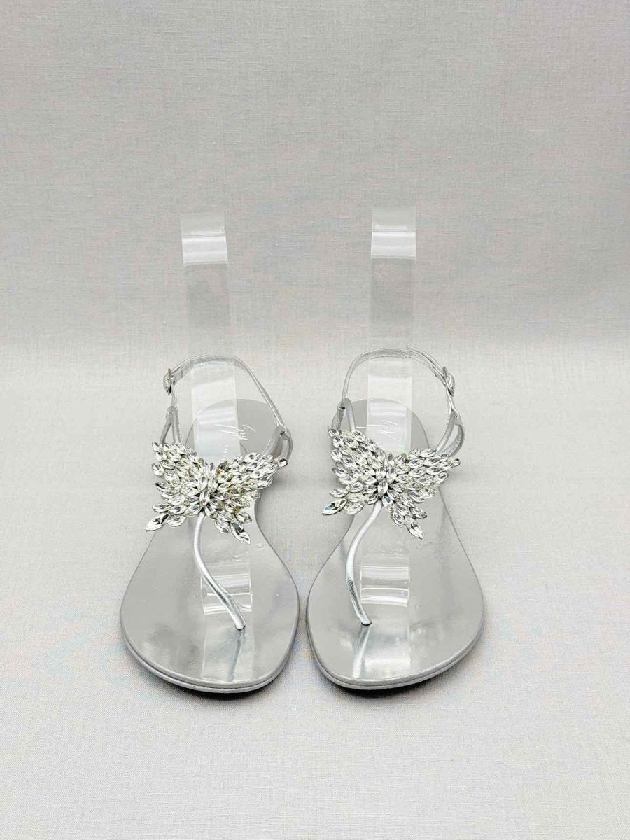 Pre - loved GUISEPPE ZANOTTI Silver Size EU 38.5 Sandals at Reems Closet