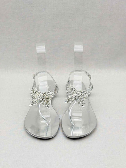 Pre - loved GUISEPPE ZANOTTI Silver Size EU 38.5 Sandals at Reems Closet
