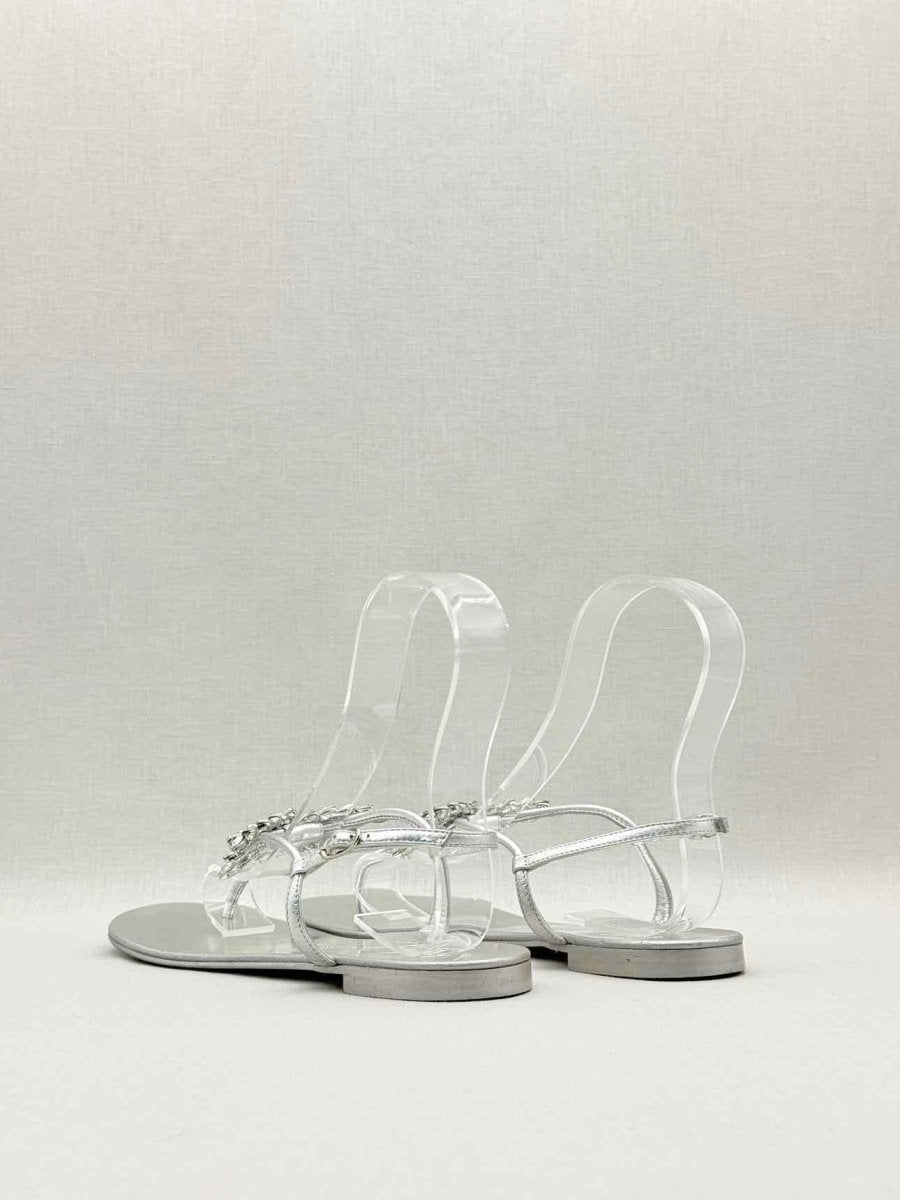 Pre - loved GUISEPPE ZANOTTI Silver Size EU 38.5 Sandals at Reems Closet