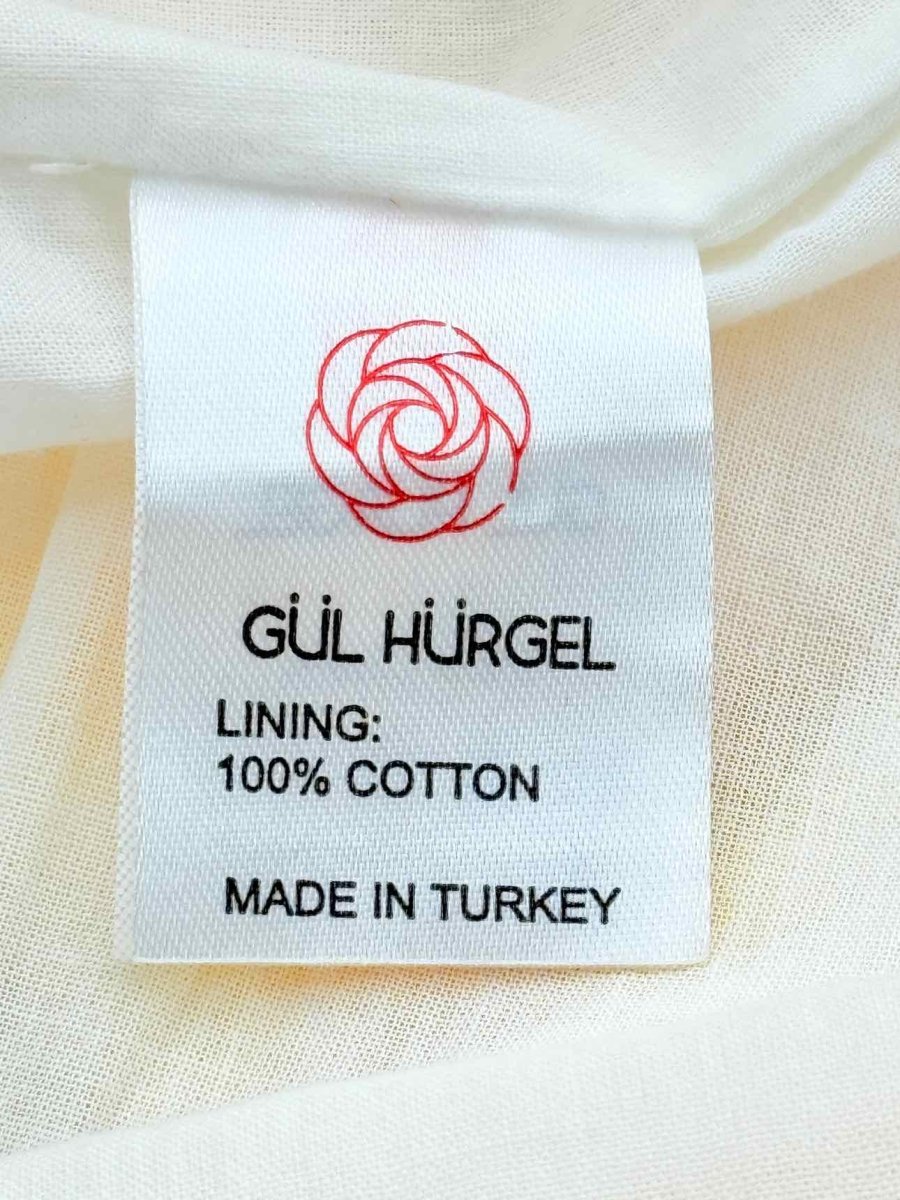 Pre - loved GUL HURGEL Tiered Yellow & White Size Small Midi Dress at Reems Closet