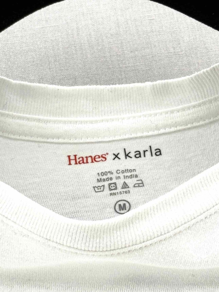 Pre - loved HANES X KARLA White Size Medium T-shirt at Reems Closet
