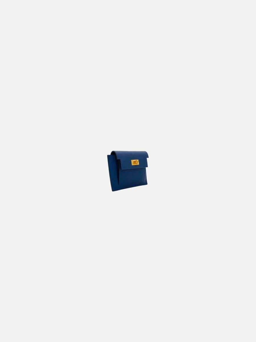 Pre - loved HERMES 2022 Royal Blue Compact Wallet at Reems Closet