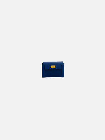 Pre - loved HERMES 2022 Royal Blue Compact Wallet at Reems Closet