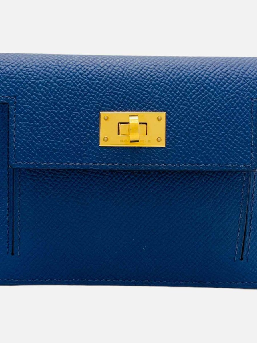 Pre - loved HERMES 2022 Royal Blue Compact Wallet at Reems Closet