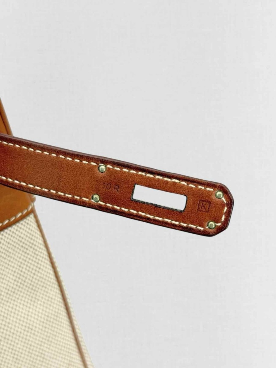 Pre - loved HERMES Birkin Cream & Brown Top Handle at Reems Closet