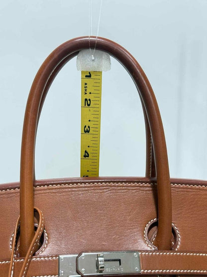 Pre - loved HERMES Birkin Cream & Brown Top Handle at Reems Closet