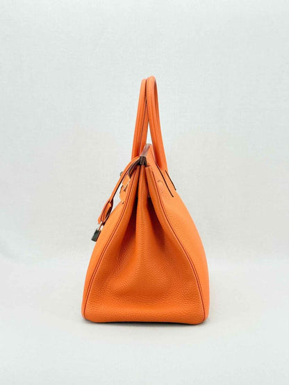 Pre - loved HERMES Birkin Orange Top Handle at Reems Closet
