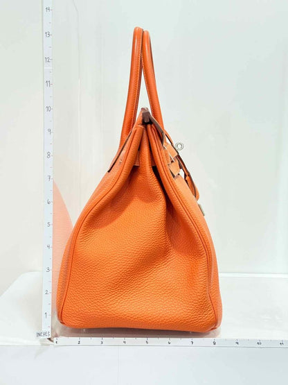 Pre - loved HERMES Birkin Orange Top Handle at Reems Closet
