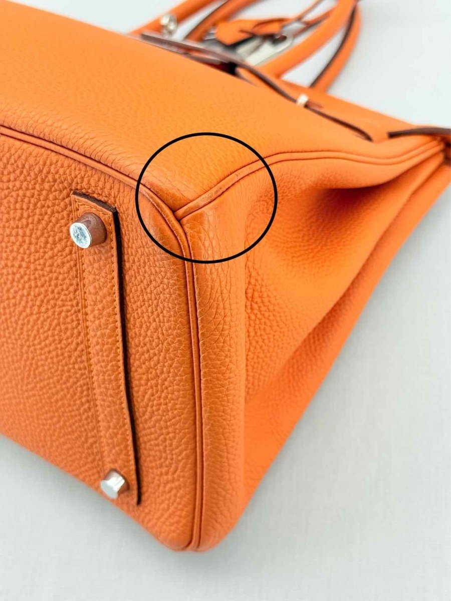 Pre - loved HERMES Birkin Orange Top Handle at Reems Closet