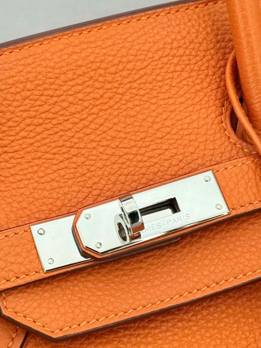 Pre - loved HERMES Birkin Orange Top Handle at Reems Closet
