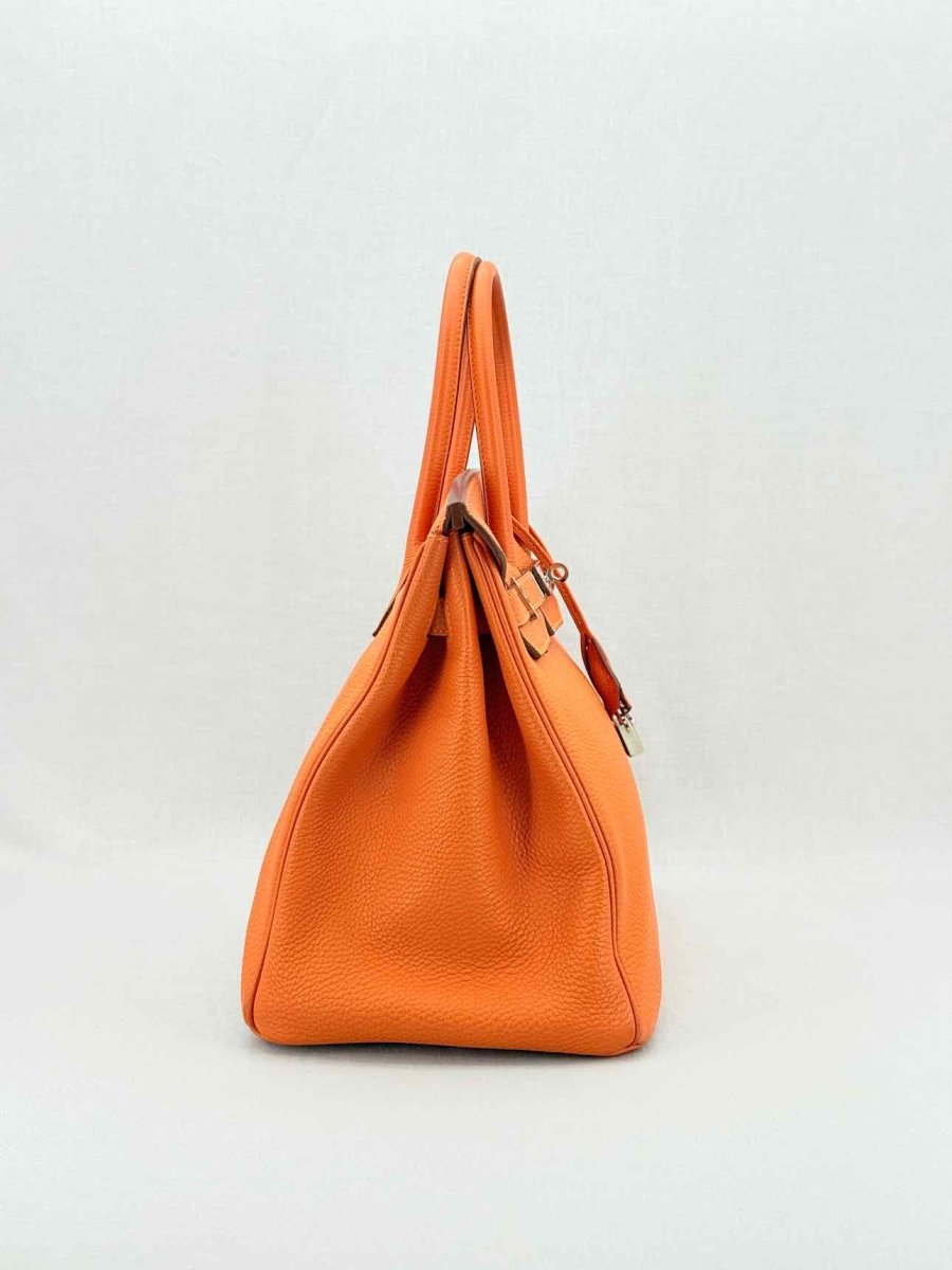 Pre - loved HERMES Birkin Orange Top Handle at Reems Closet
