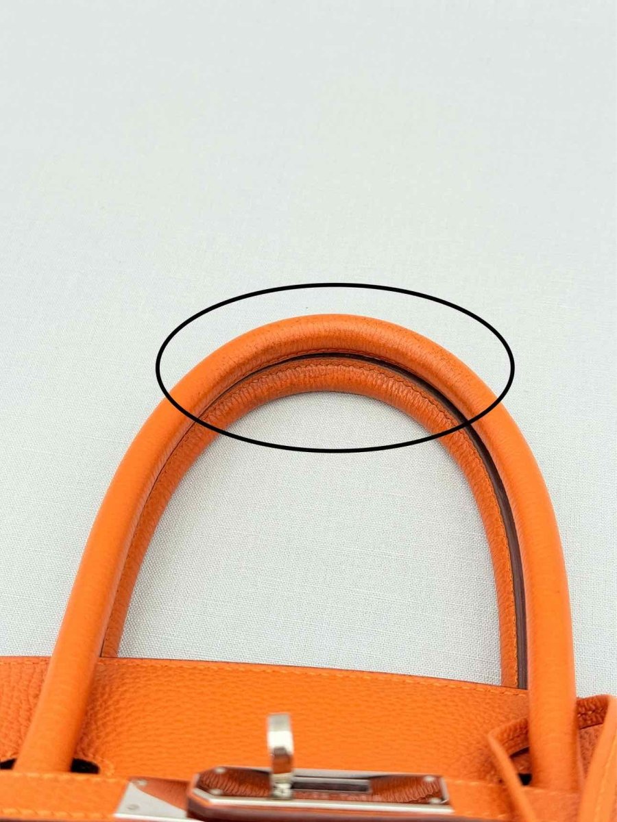 Pre - loved HERMES Birkin Orange Top Handle at Reems Closet