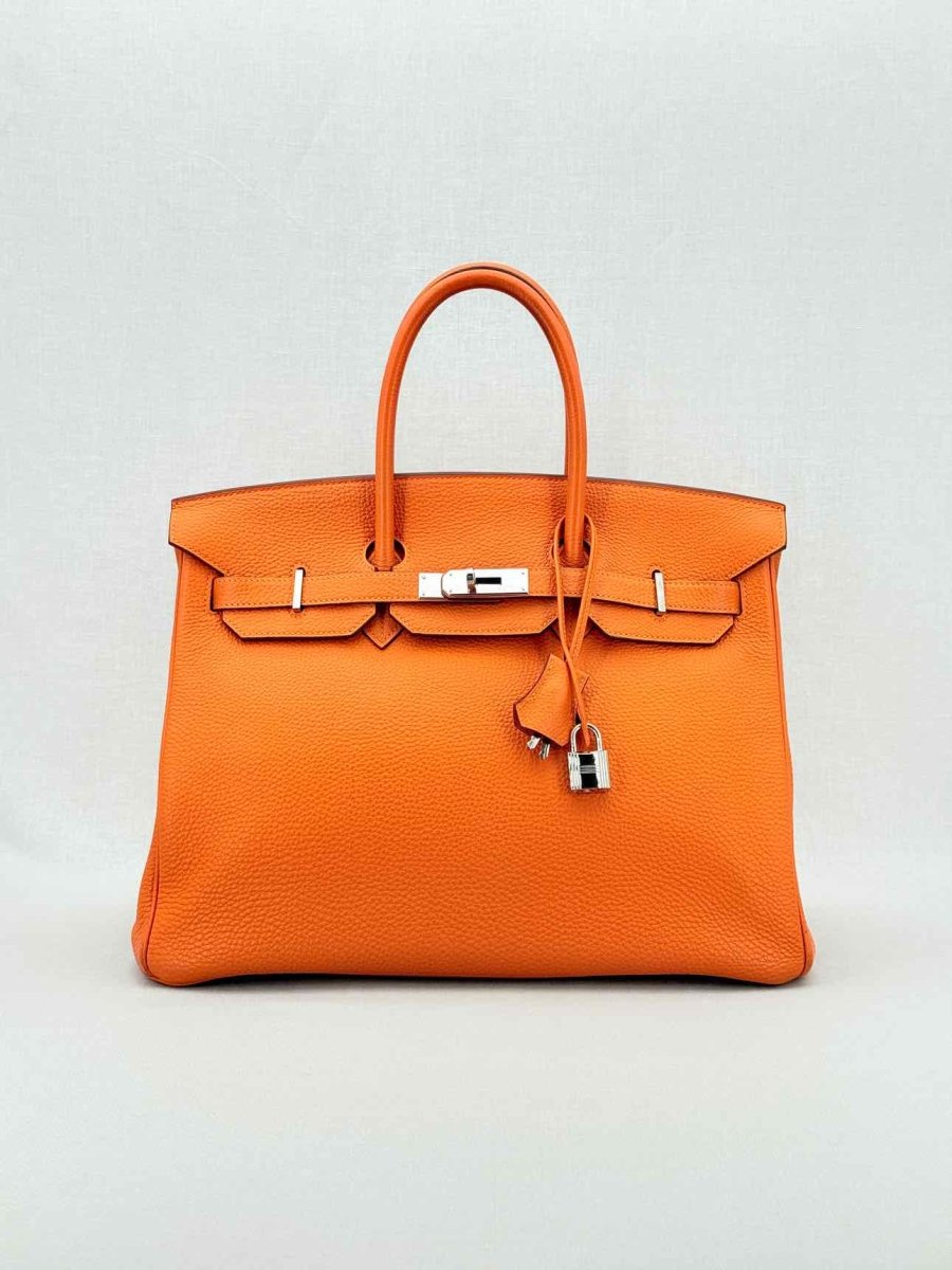 Pre - loved HERMES Birkin Orange Top Handle at Reems Closet