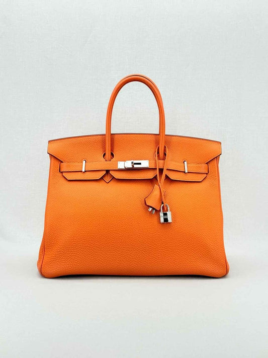 Pre - loved HERMES Birkin Orange Top Handle at Reems Closet