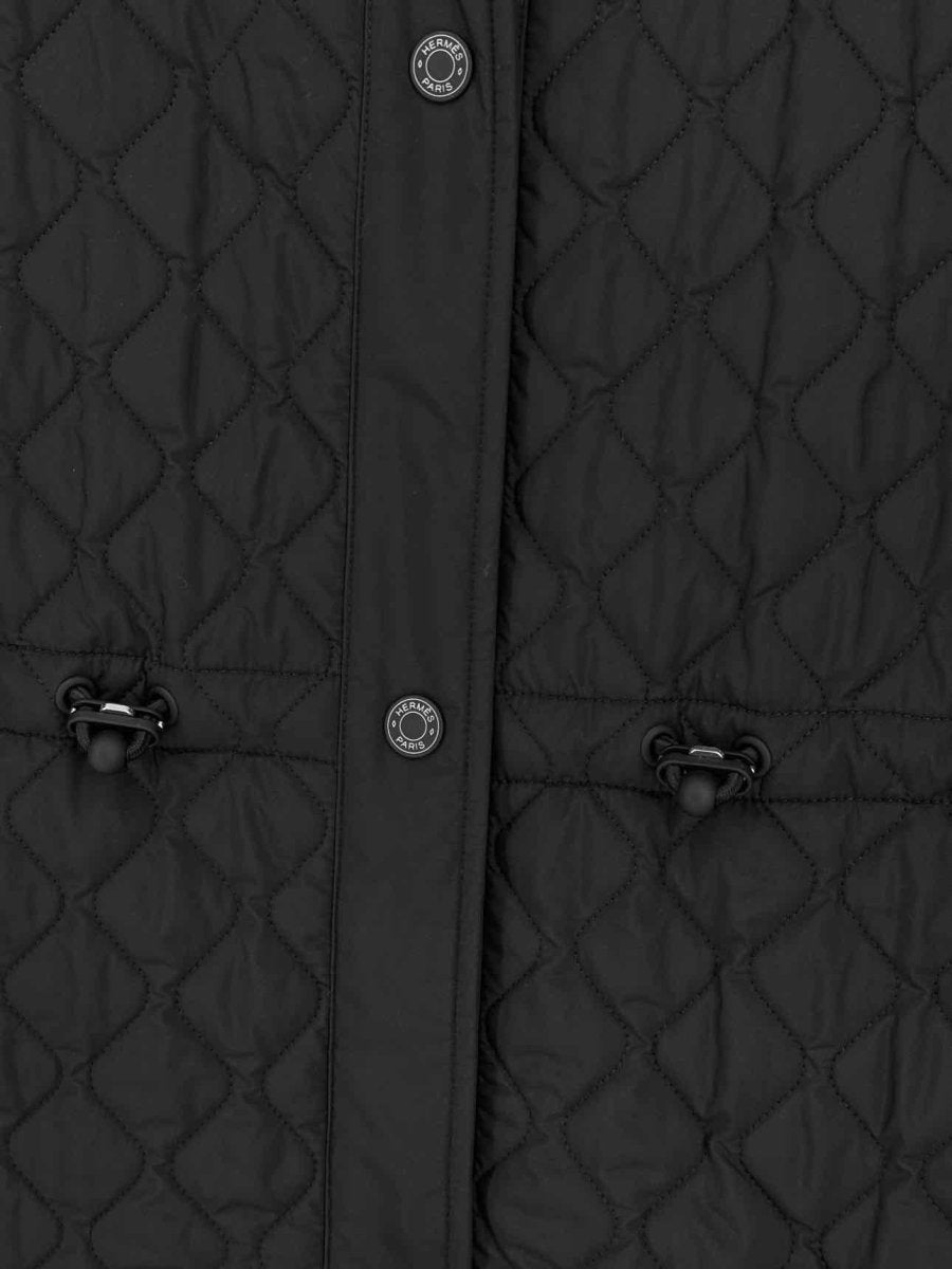 Pre-loved HERMES Black Quilted Size US 2 Coat at Reems Closet
