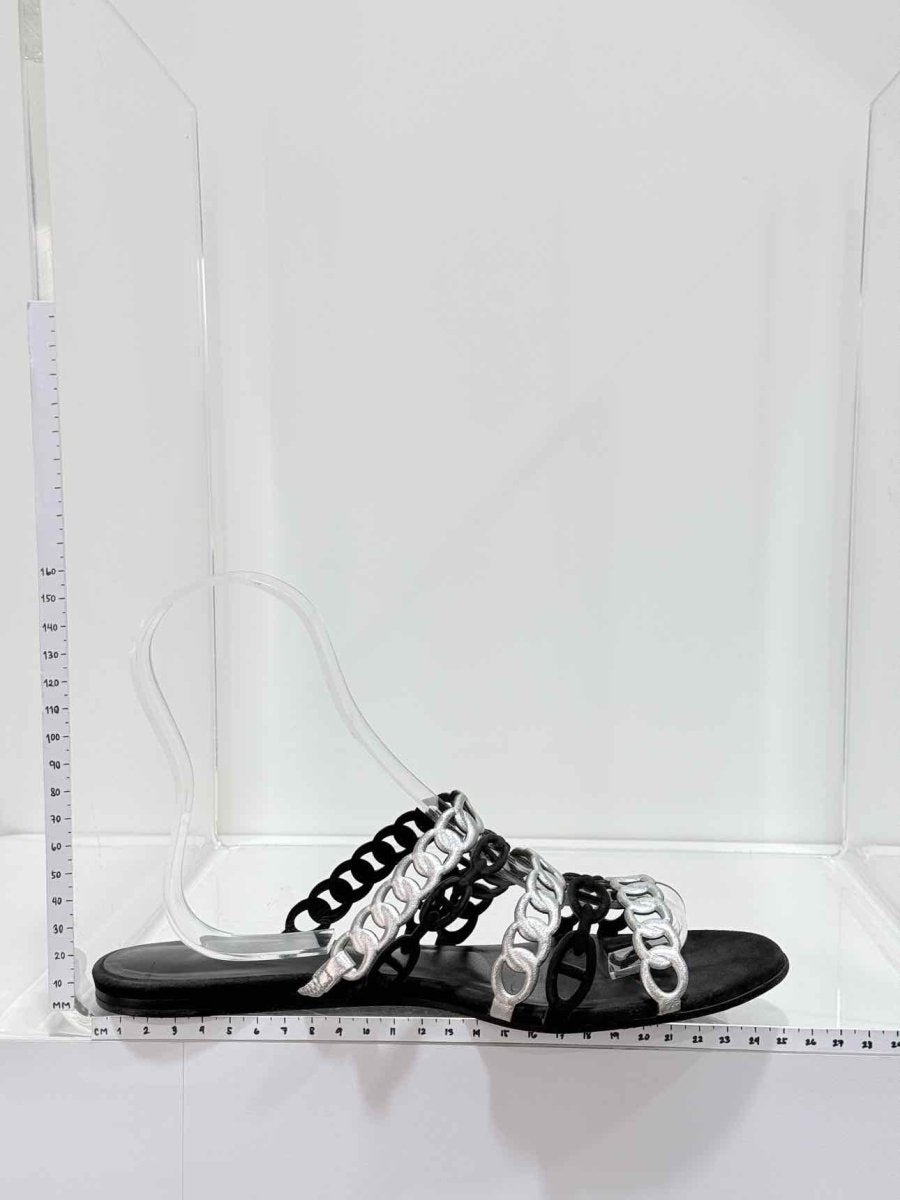 Pre-loved HERMES Black & Silver Size EU 39 Sandals at Reems Closet