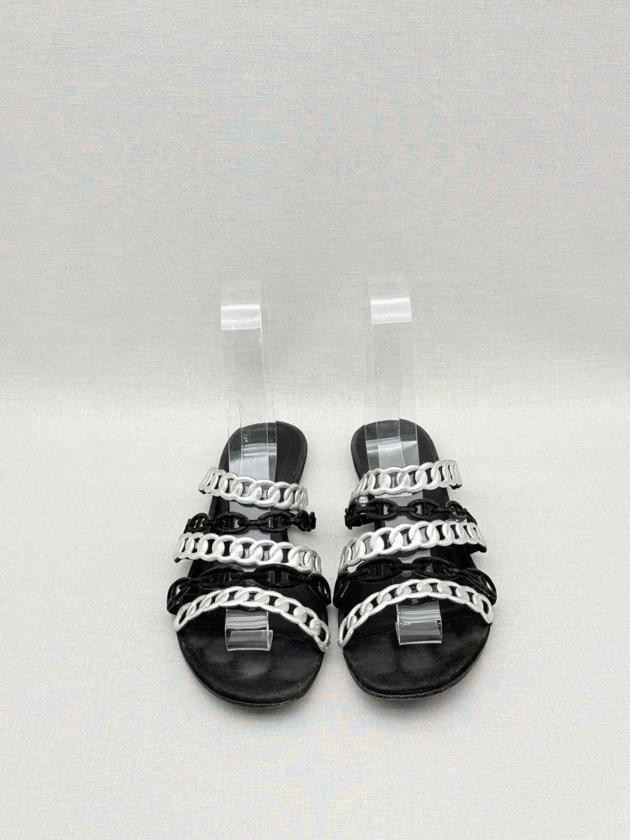 Pre-loved HERMES Black & Silver Size EU 39 Sandals at Reems Closet