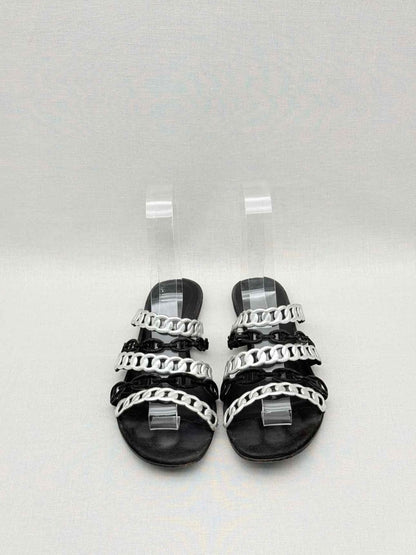 Pre-loved HERMES Black & Silver Size EU 39 Sandals at Reems Closet