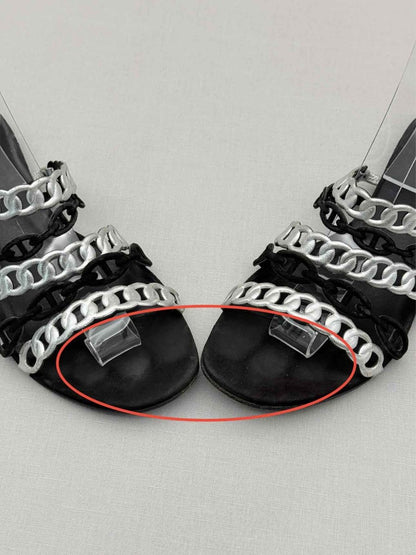 Pre-loved HERMES Black & Silver Size EU 39 Sandals at Reems Closet