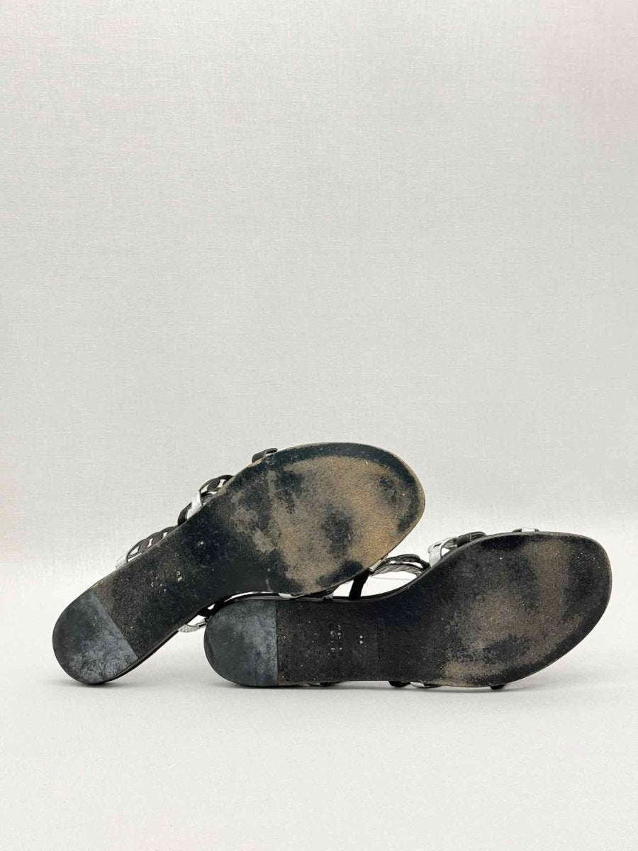 Pre-loved HERMES Black & Silver Size EU 39 Sandals at Reems Closet