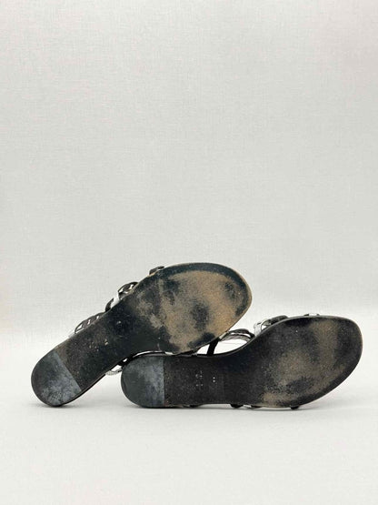 Pre-loved HERMES Black & Silver Size EU 39 Sandals at Reems Closet