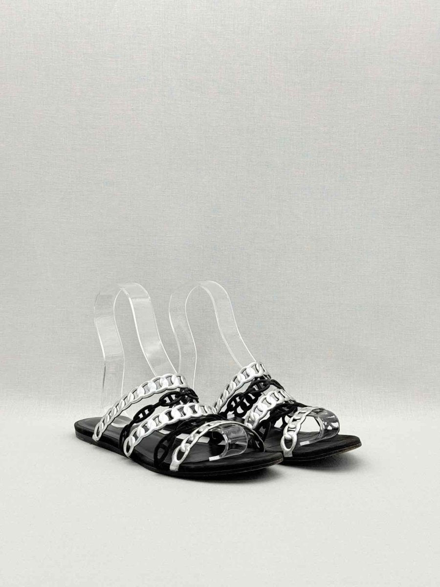 Pre-loved HERMES Black & Silver Size EU 39 Sandals at Reems Closet