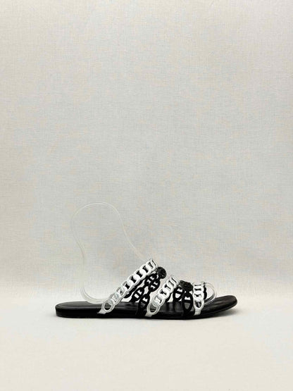 Pre-loved HERMES Black & Silver Size EU 39 Sandals at Reems Closet