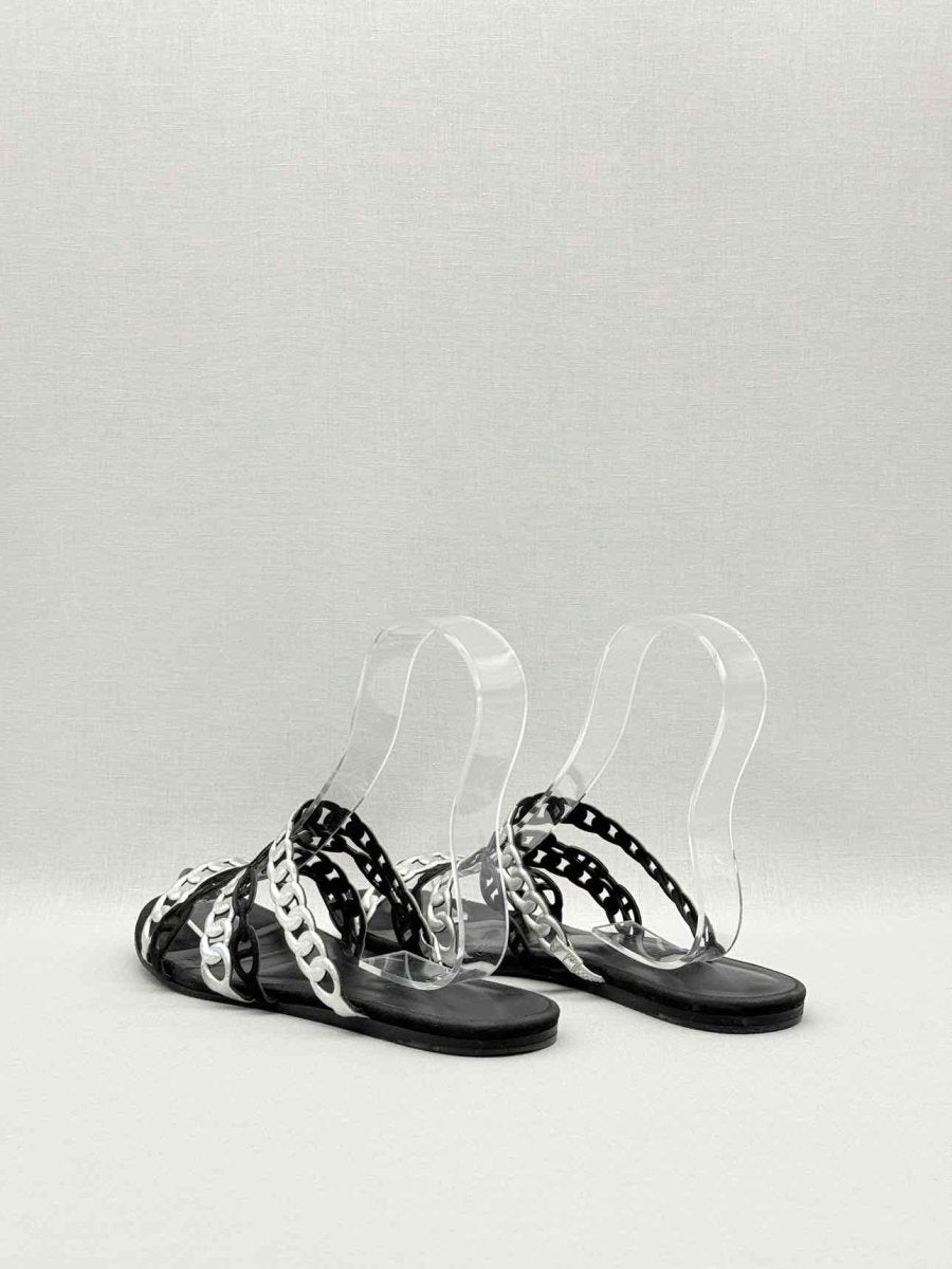 Pre-loved HERMES Black & Silver Size EU 39 Sandals at Reems Closet