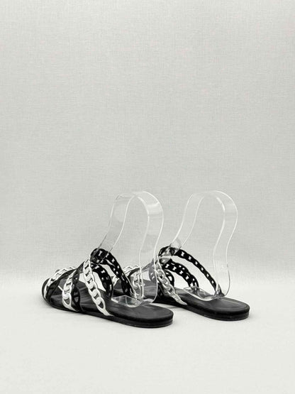Pre-loved HERMES Black & Silver Size EU 39 Sandals at Reems Closet