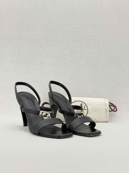 Pre - loved HERMES Black Size EU 38 Heeled Sandals at Reems Closet