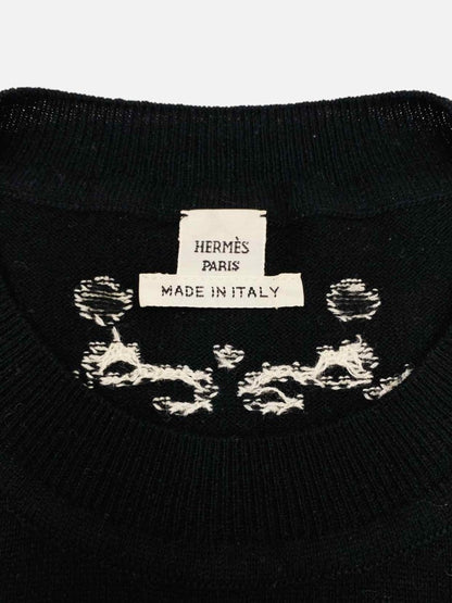 Pre - loved HERMES Black w/ White Print Size Small Top at Reems Closet