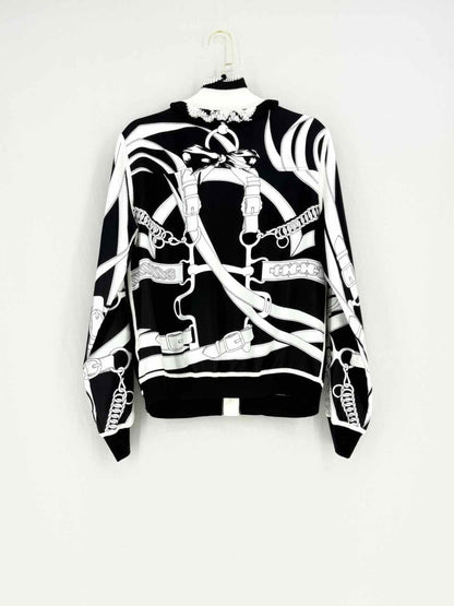 Pre - loved HERMES Black & White Printed Cardigan US4 at Reems Closet
