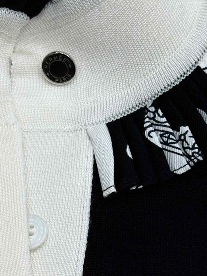 Pre - loved HERMES Black & White Printed Cardigan US4 at Reems Closet
