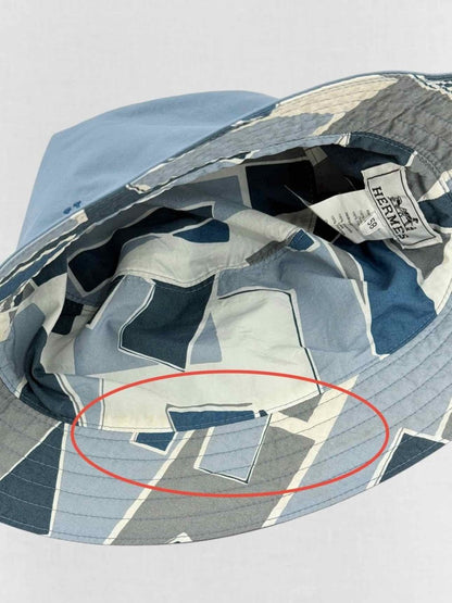 Pre - loved HERMES Blue Bucket Hat at Reems Closet
