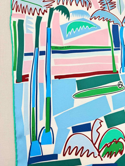 Pre-loved HERMES Blue Multicolor Scarf at Reems Closet