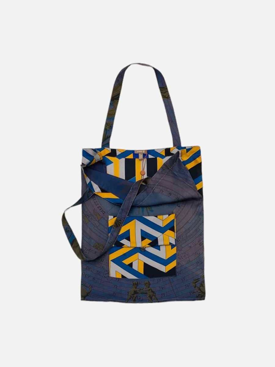 Pre - loved HERMES Boho Navy Blue & Yellow Printed Shoulder Bag at Reems Closet