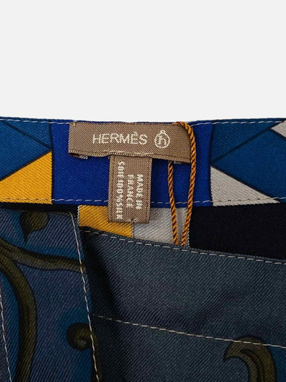 Pre - loved HERMES Boho Navy Blue & Yellow Printed Shoulder Bag at Reems Closet