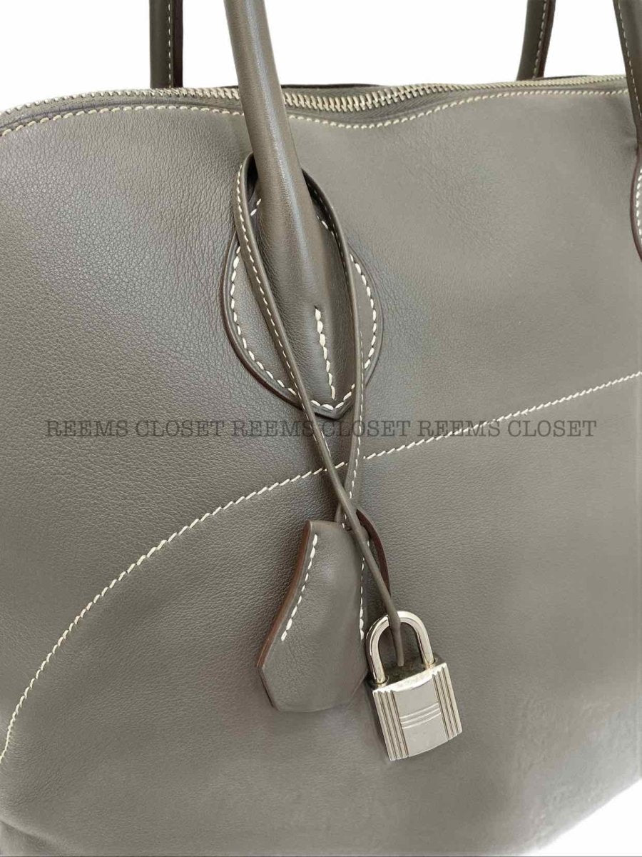 Pre - loved HERMES Bolide Relax Gris Souris Top Handle at Reems Closet