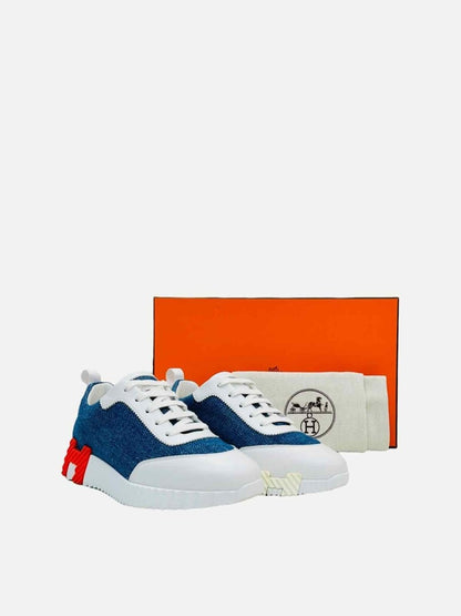 Pre - loved HERMES Bouncing Bleu Clair & Blanc Sneakers at Reems Closet