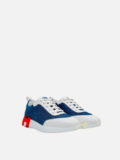 Pre - loved HERMES Bouncing Bleu Clair & Blanc Sneakers at Reems Closet