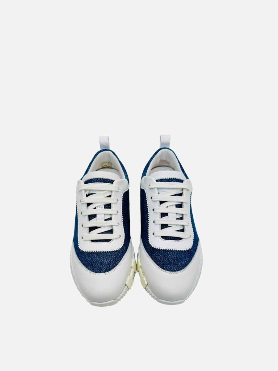 Pre - loved HERMES Bouncing Bleu Clair & Blanc Sneakers at Reems Closet