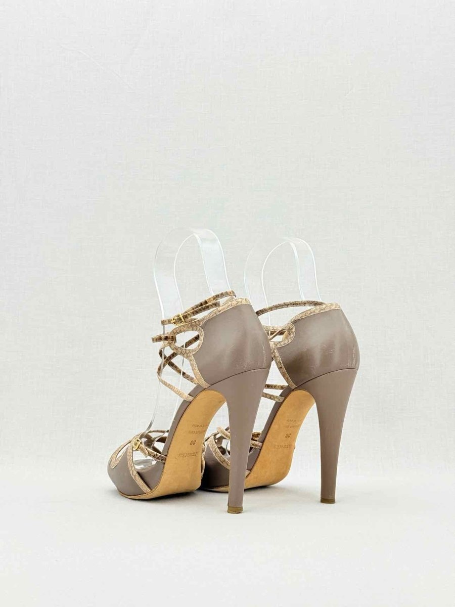 Pre - loved HERMES Brown Python Size EU 38 Heeled Shoes at Reems Closet