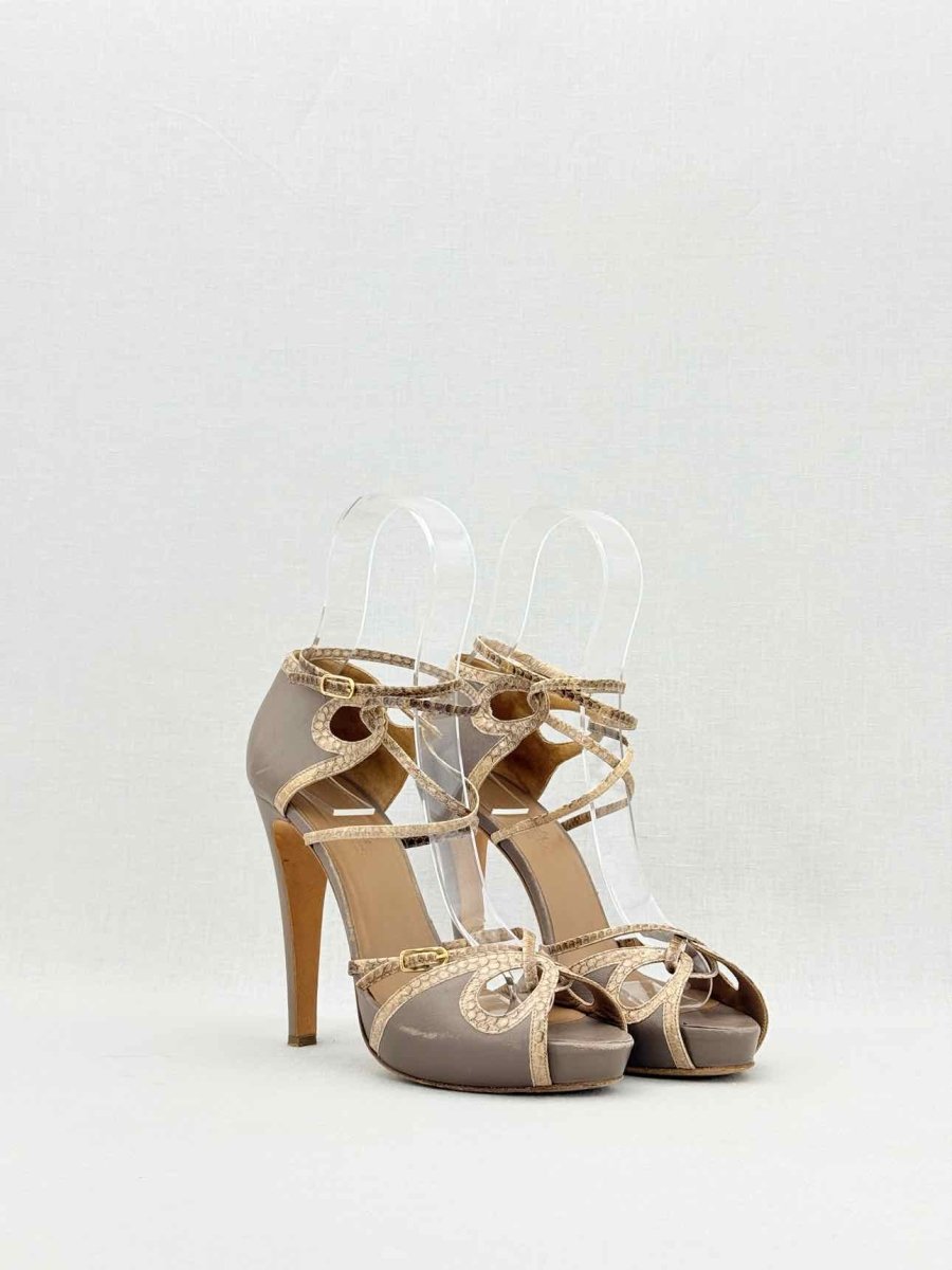 Pre - loved HERMES Brown Python Size EU 38 Heeled Shoes at Reems Closet