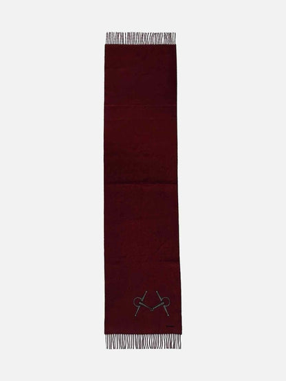 Pre - loved HERMES Burgundy & Black Horsebit Scarf at Reems Closet