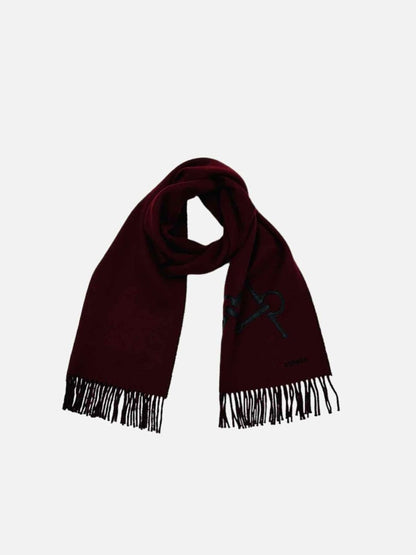 Pre - loved HERMES Burgundy & Black Horsebit Scarf at Reems Closet