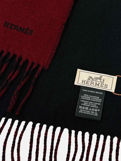 Pre - loved HERMES Burgundy & Black Horsebit Scarf at Reems Closet